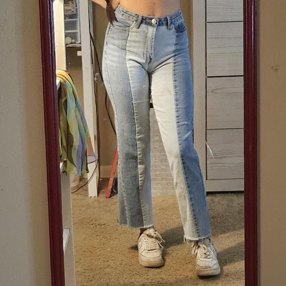 Almost Famous Light and Dark Blue Straight Leg Jeans